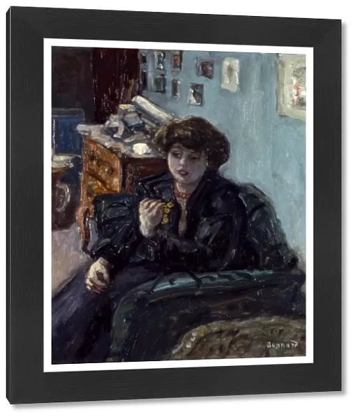 BONNARD: LADY, 19th C. Portrait of a Lady in an interior. Canvas by Pierre Bonnard