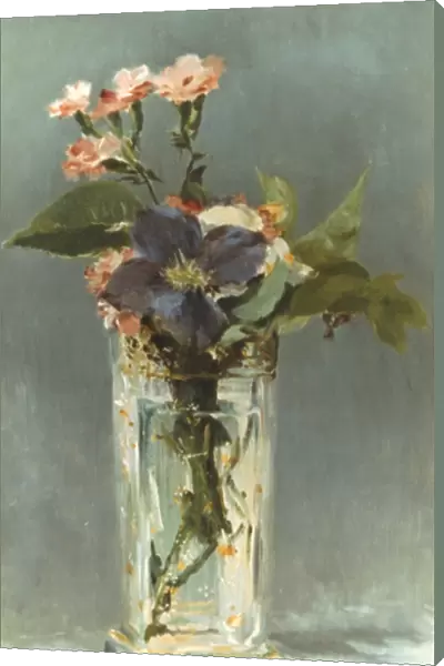 MANET: CARNATIONS, c1882. Edouard Manet: Carnations and Clematis in a Crystal Vase. Oil on canvas, c1882