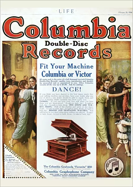 PHONOGRAPH AD, 1914. Columbia Gramophone Company advertisement from an American magazine, 1914
