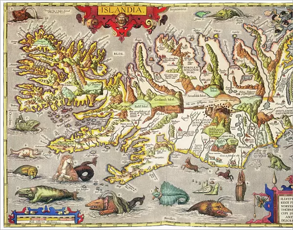 ICELAND: MAP, 1595. Map of Iceland from a 1595 edition of Abraham Ortelius atlas Theatrum