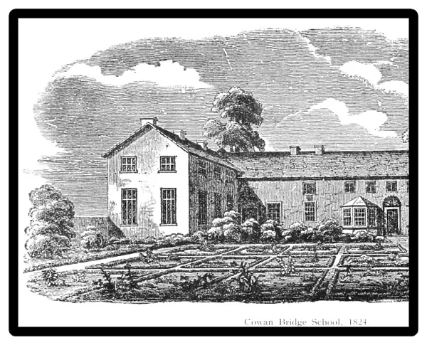 BRONT├ï: BOARDING SCHOOL. The clergy daughters boarding school attended by the Bront├½ sisters, the original of the Lowood School in Jane Eyre. Wood engraving, 19th century