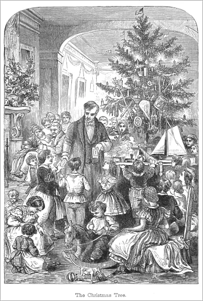 CHRISTMAS TREE, 1870. Tinted wood engraving, American, c1870