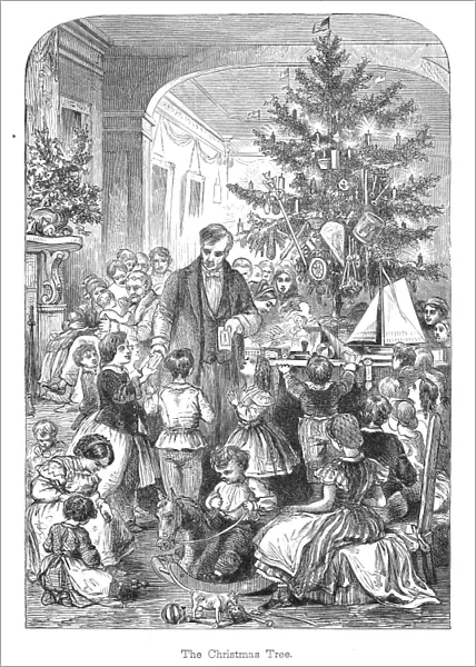 CHRISTMAS TREE, 1870. Tinted wood engraving, American, c1870