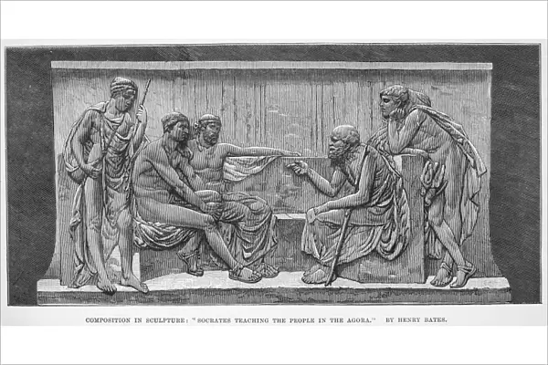 SOCRATES (c470-399 B. C. ). Greek philosopher. Socrates teaching the people in the Agora. Wood engraving after a relief by Harry Bates (c1850-1899)
