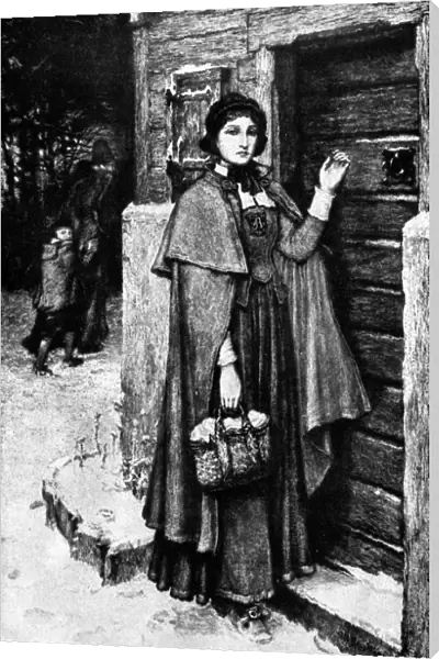 HESTER PRYNNE, 1850. Hester Prynne, from Nathaniel Hawthornes novel, The Scarlet Letter, 1850. Line engraving, c1900, after a painting by George Henry Boughton (1833-1905)
