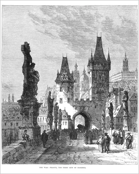 PRAGUE: CHARLES BRIDGE. Wood engraving, English, 1866
