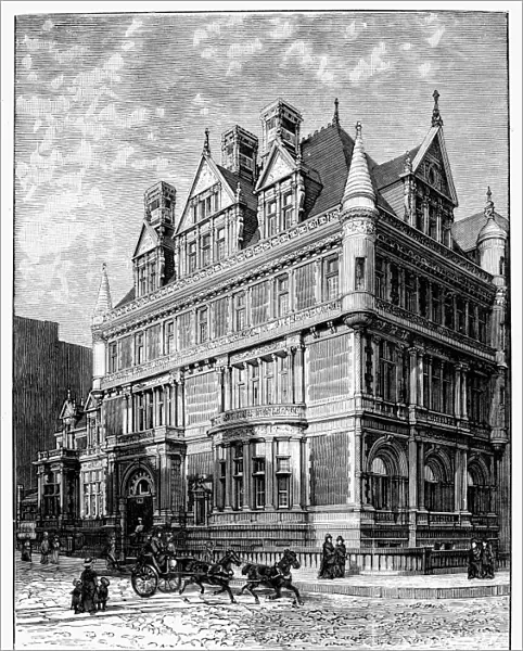 VANDERBILT MANSION. The mansion of Cornelius Vanderbilt II, designed by George B. Post, at Fifth Avenue between 57th and 58th Streets, New York City. Line engraving, 1882