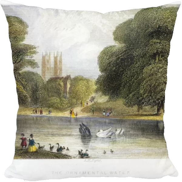 LONDON: ST JAMES PARK, 1852. The Ornamental Water, St James Park, London: steel engraving, English, 1852