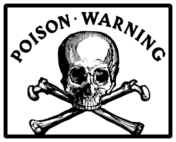 SKULL AND CROSSBONES. International symbol for poison. Line engraving, c1800
