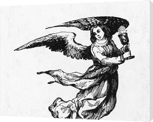ANGEL. Wood engraving, American, 19th century