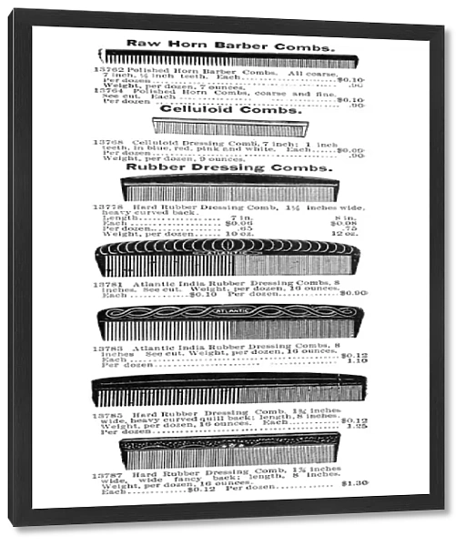 HAIR COMBS, 1895. Advertisement from the Montgomery Ward & Company catalogue of 1895. Line engraving