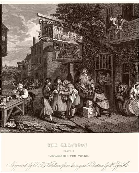 HOGARTH: ELECTION. Canvassing for Votes. Engraving after the etching by William Hogarth (1697-1764)