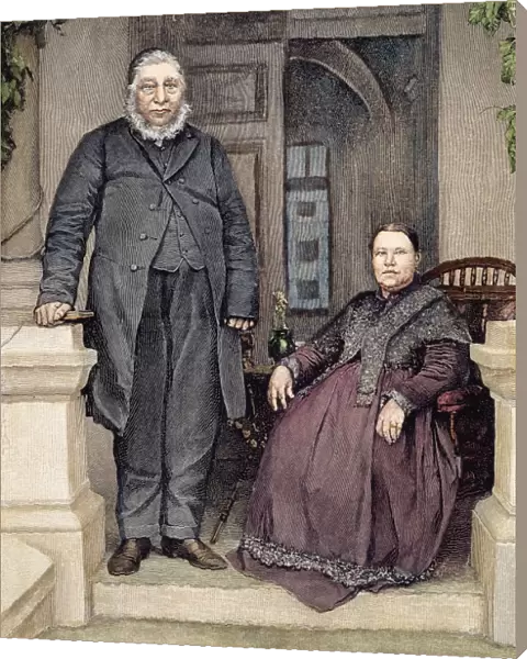 PAUL KRUGER (1825-1904). Stephanus Johannes Paulus Kruger, also known as, Oom Paul. South African statesman. Kruger and his wife, Maria. Line engraving, German, c1900