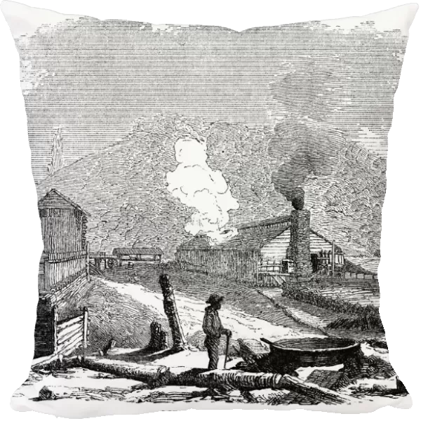 VIRGINIA: SALT MINE, 1857. Salt mine at Saltville, Virginia. Wood engraving, American, 1857