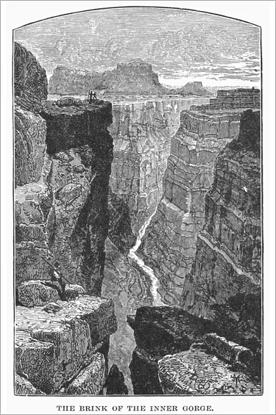 THE COLORADO RIVER. The Brink of the Inner Gorge. Wood engraving, 1870