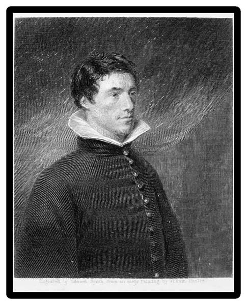 CHARLES LAMB (1775-1834). English essayist and critic. At age 29 in Spanish dress. Line engraving after the painting, 1804, by William Hazlitt