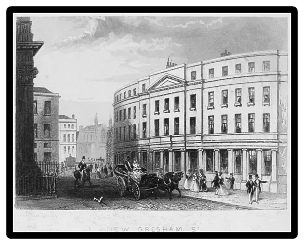 LONDON, ENGLAND, 1852. New Gresham Street, London, England. Steel engraving, English, 1852