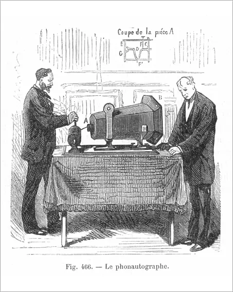 PHONAUTOGRAPH, c1857. A demonstration of the phonautograph, a sound-recording device invented by L