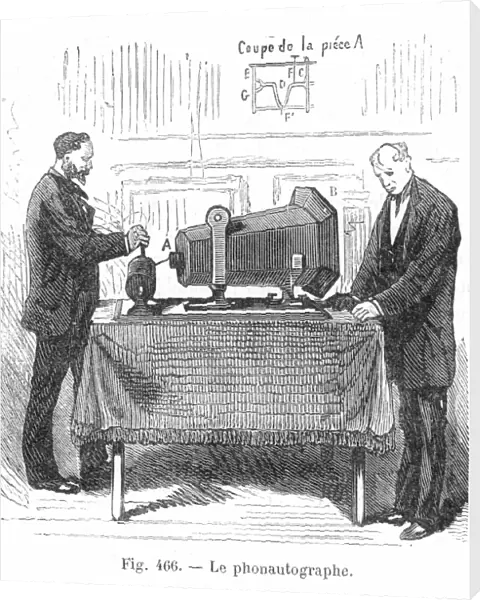PHONAUTOGRAPH, c1857. A demonstration of the phonautograph, a sound-recording device invented by L