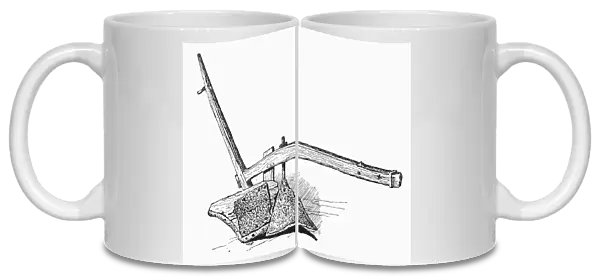 PLOUGH, 1706. Colonial plough with wooden moldboard at the State Agricultural Museum, Albany, New York. Wood engraving, American, 1889