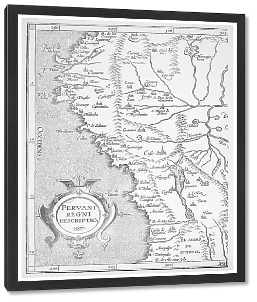 MAP OF PERU, 1597. Engraved map from Cornelius Wytfliets Descriptionis Ptolemaicae Augmentum, 1597