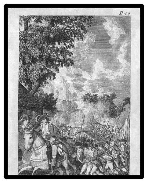 CARTOON: BRITISH HEROISM. The Yanky Chace. Satirical engraving, 1795, mocking British heroism during the American Revolution, from John Trumbulls M Fingal