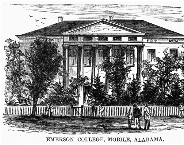 ALABAMA: EMERSON COLLEGE. Emerson College, a freedmens preparatory school at Mobile, Alabama. Wood engraving, American, 1868