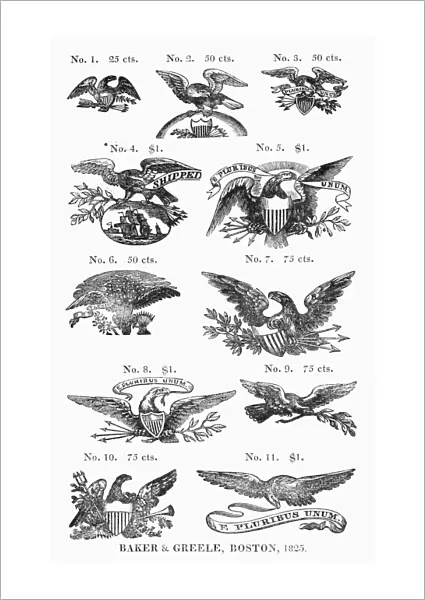 SYMBOLS: EAGLES. Wood engraving, 1825