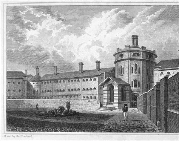 MAIDSTONE PRISON. The prison at Maidstone, in Kent, England. 19th century steel engraving