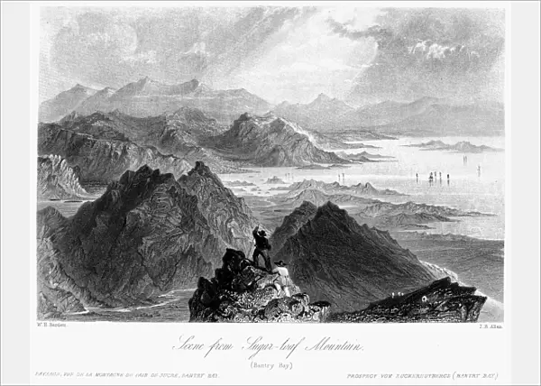 IRELAND: SUGARLOAF, c1840. View of Sugarloaf Mountain and other peaks of the Caha range overlooking Bantry Bay, County Cork, Ireland. Steel engraving, English, c1840, after William Henry Bartlett