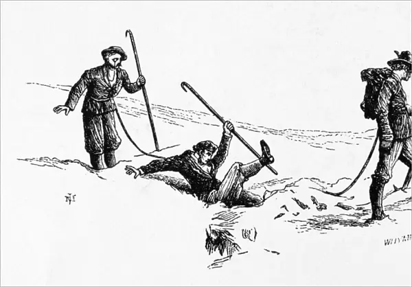MOUNTAINEERS, 19th CENTURY. Wood engraving, 19th century