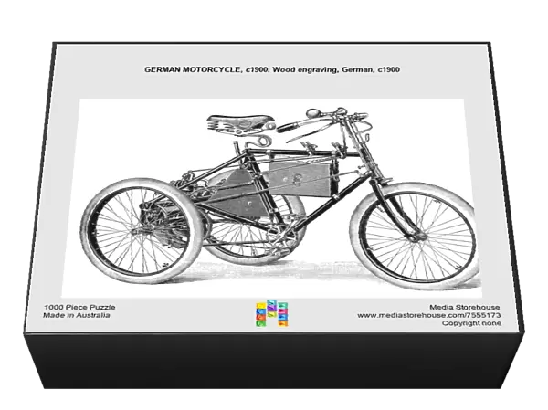 GERMAN MOTORCYCLE, c1900. Wood engraving, German, c1900