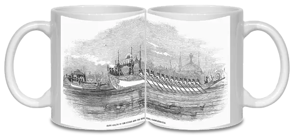 CONSTANTINOPLE: BARGE, 1853. State Caiques of the Sultan and His Ministers, Constantinople. Wood engraving, English, 1853