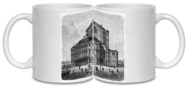 BAYREUTH: FESTSPIELHAUS. View of the Festpielhaus (Festival Theater) in Bayreuth, Germany, opened in 1876. Wood engraving, German, 1883