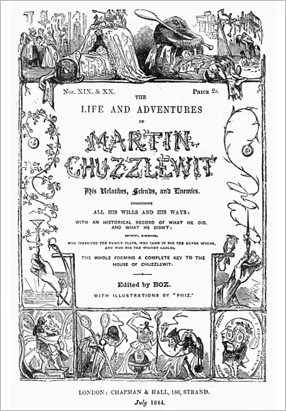 DICKENS: CHUZZLEWITT. Cover of volumes 19 and 20 in the serial edition, 1844, of Charles Dickens novel Martin Chuzzlewhit illustrated by Phiz, Hablot Knight Browne