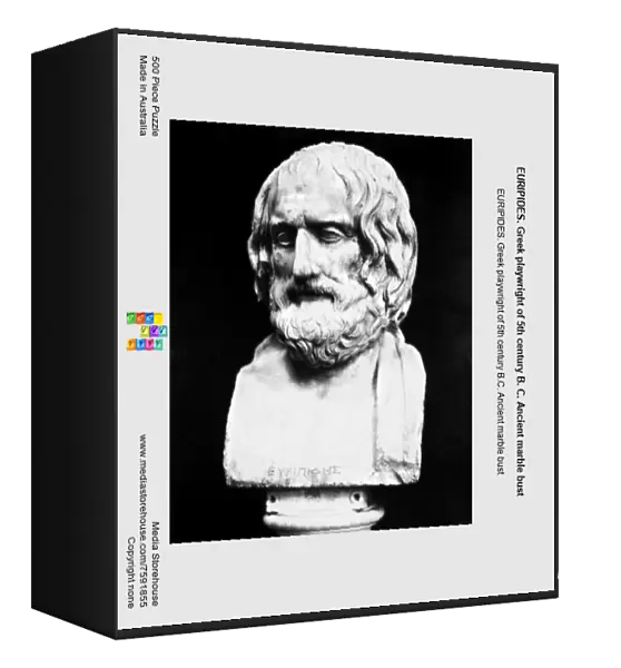 EURIPIDES. Greek playwright of 5th century B. C. Ancient marble bust