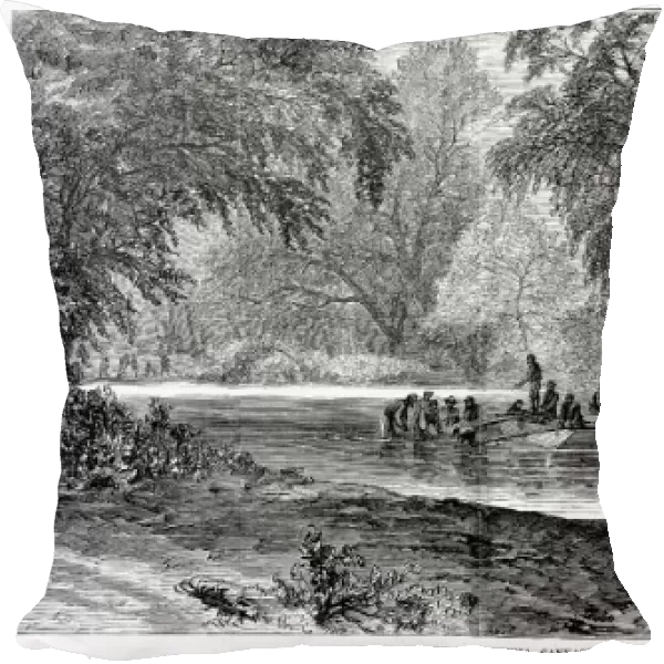 CIVIL WAR: NORTH ANNA RIVER. The Campaign In Virginia - Canvass Pontoons on the North Anna River. Battle of North Anna River, Virginia, 1864. Wood engraving, American, 1864