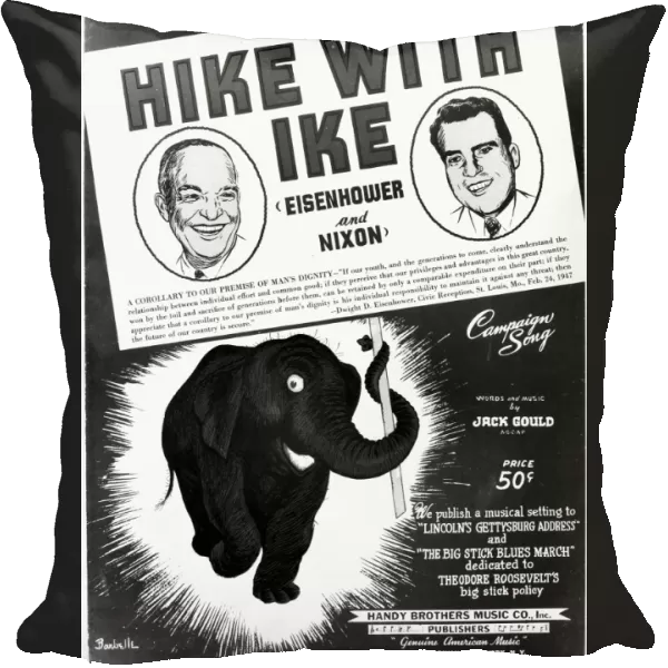 PRESIDENTIAL CAMPAIGN 1952. Hike with Ike. Music sheet for a campaign song supporting the Republican candidates, Dwight D. Eisenhower for president and Richard Nixon for vice president