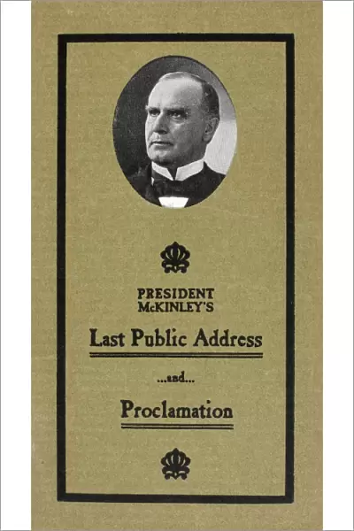 Cover of the transcript of President William McKinleys final public address before his assassination at the Pan-American Exposition in Buffalo, New York, Septmber 1901