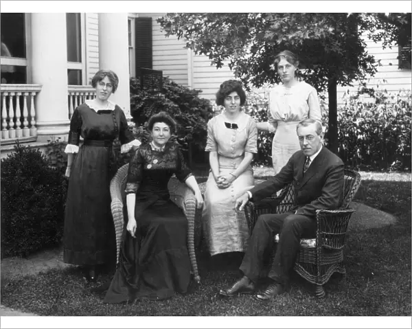 Left to right: Margaret, Mrs. Wilson, Eleanor, Jessie and Woodrow Wilson