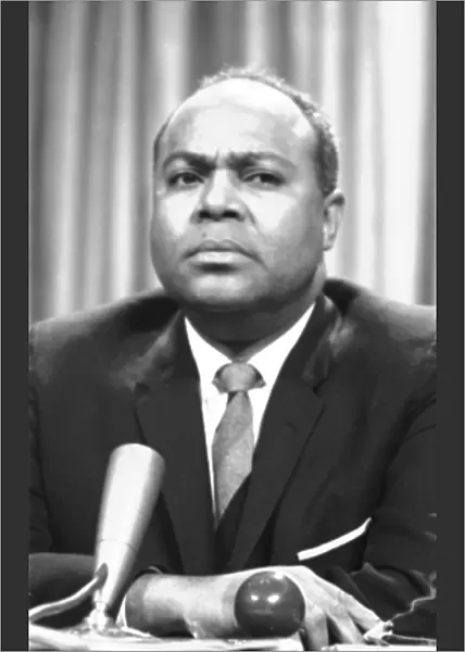 James Leonard Farmer, Jr. American civil rights activist. Farmer speaking at a meeting of the American Society of Newspaper Editors. Photographed by Marion Trikosko, 1964
