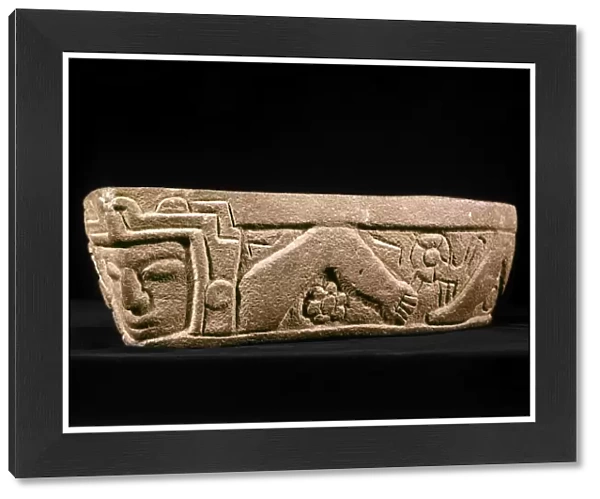 Totonac stone relief of a swimmer, from El Tajin, Veracruz, Mexico, 600-800 A. D