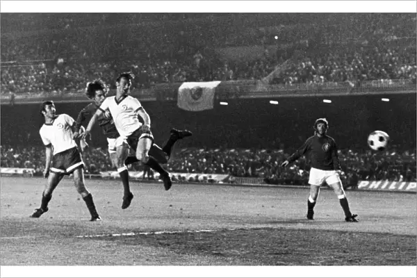 SOCCER: CUP WINNERS CUP. Scottish soccer player Willie Johnston of the Rangers FC scores a goal against the Moscow Dynamo as teammate Alex MacDonald looks on, during the Cup Winners Cup, 24 May 1972