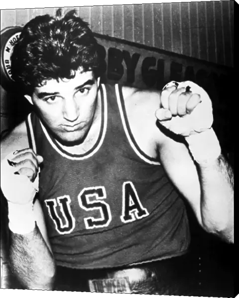 American boxer, probably heavyweight Gerry Cooney, photographed at Gleasons Gym in New York, c1982