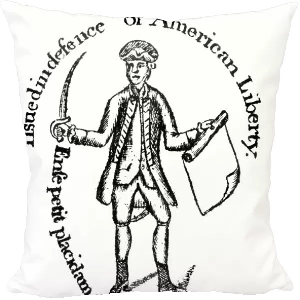 Detail from a 36-shilling Massachusetts paper bill engraved by Paul Revere in 1775