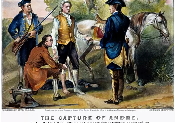 The capture of Major John Andre in 1780. Lithograph, 1876, by Currier & Ives