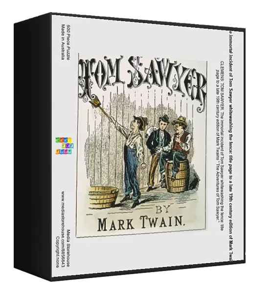 The immortal incident of Tom Sawyer whitewashing the fence: title page to a late 19th century edition of Mark Twains The Adventures of Tom Sawyer