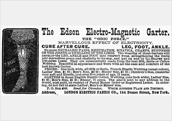 The Edson Electro-Magnetic Garter. Advertisement from and American newspaper, 1881