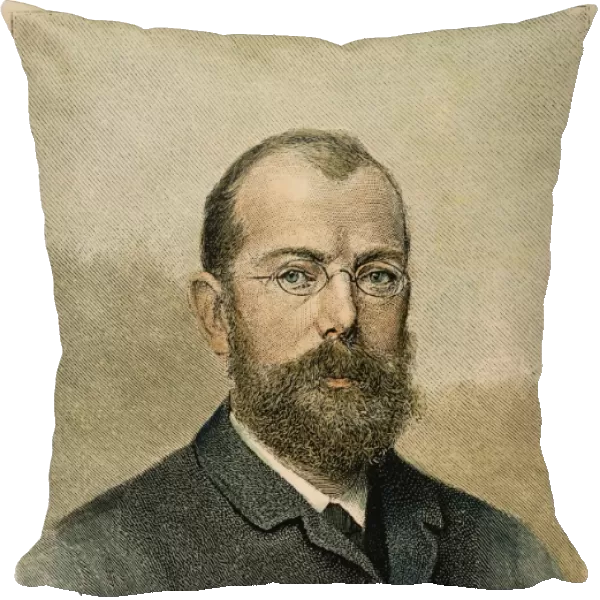 German physician and pioneer bacteriologist: colored engraving, 1889