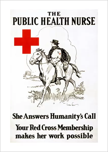 American Red Cross membership recruiting poster. Lithograph by Gordon Grant, c1917